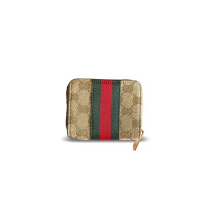 GUCCI WEB TRADEMARK ZIP AROUND WALLET 867349 (10*8.5*2.5cm)